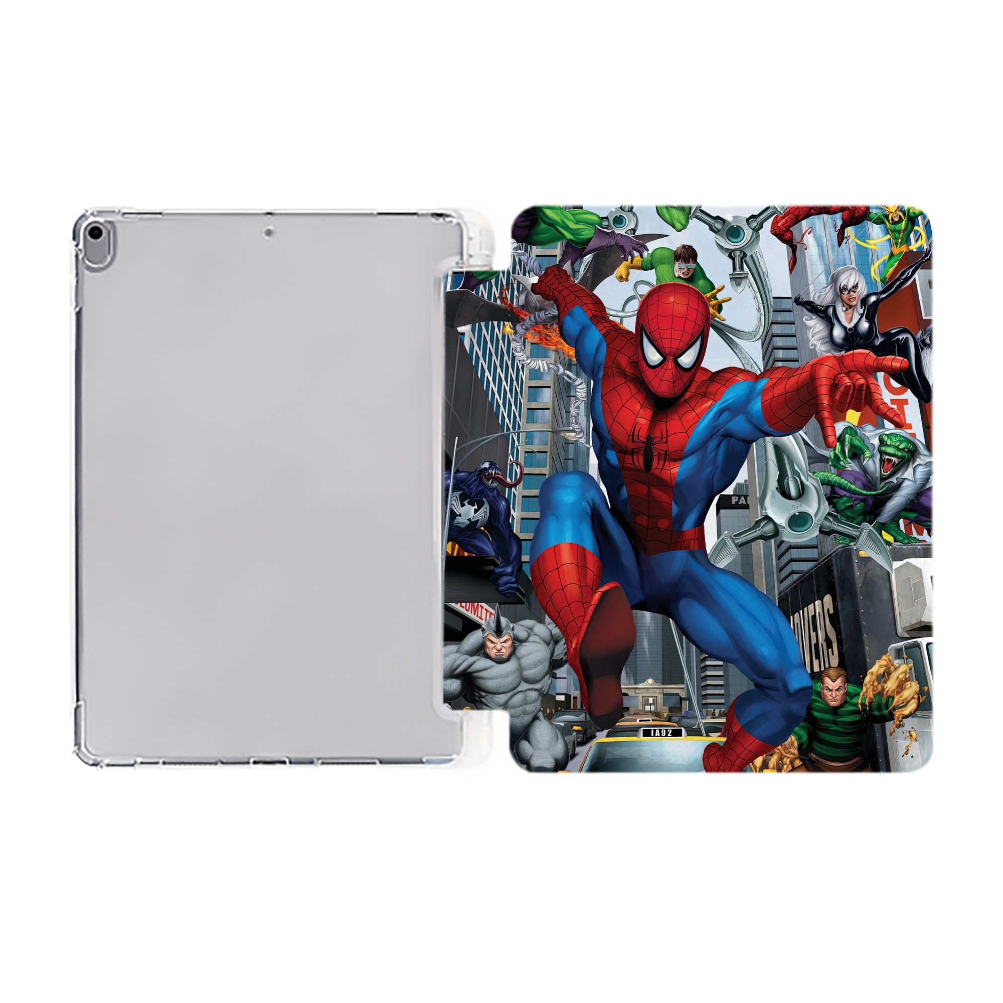 （画像用） Spider Man スパイダーマン IPad ケース ペン収納付き 三つ折りスタンド PUレザー×シリコン 対応機種9.5/10.5/10.9インチ